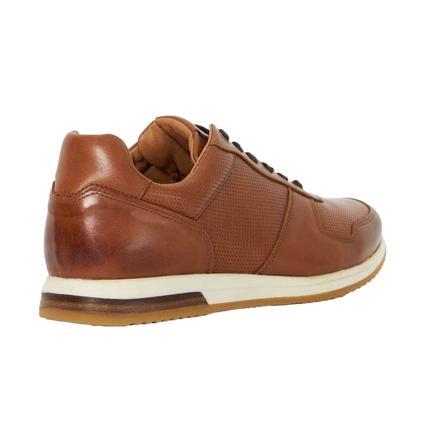 Tan - Back - Dune London Mens Trilogy Suede Trainers