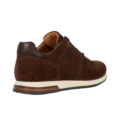 Brown - Back - Dune London Mens Trilogy Suede Trainers