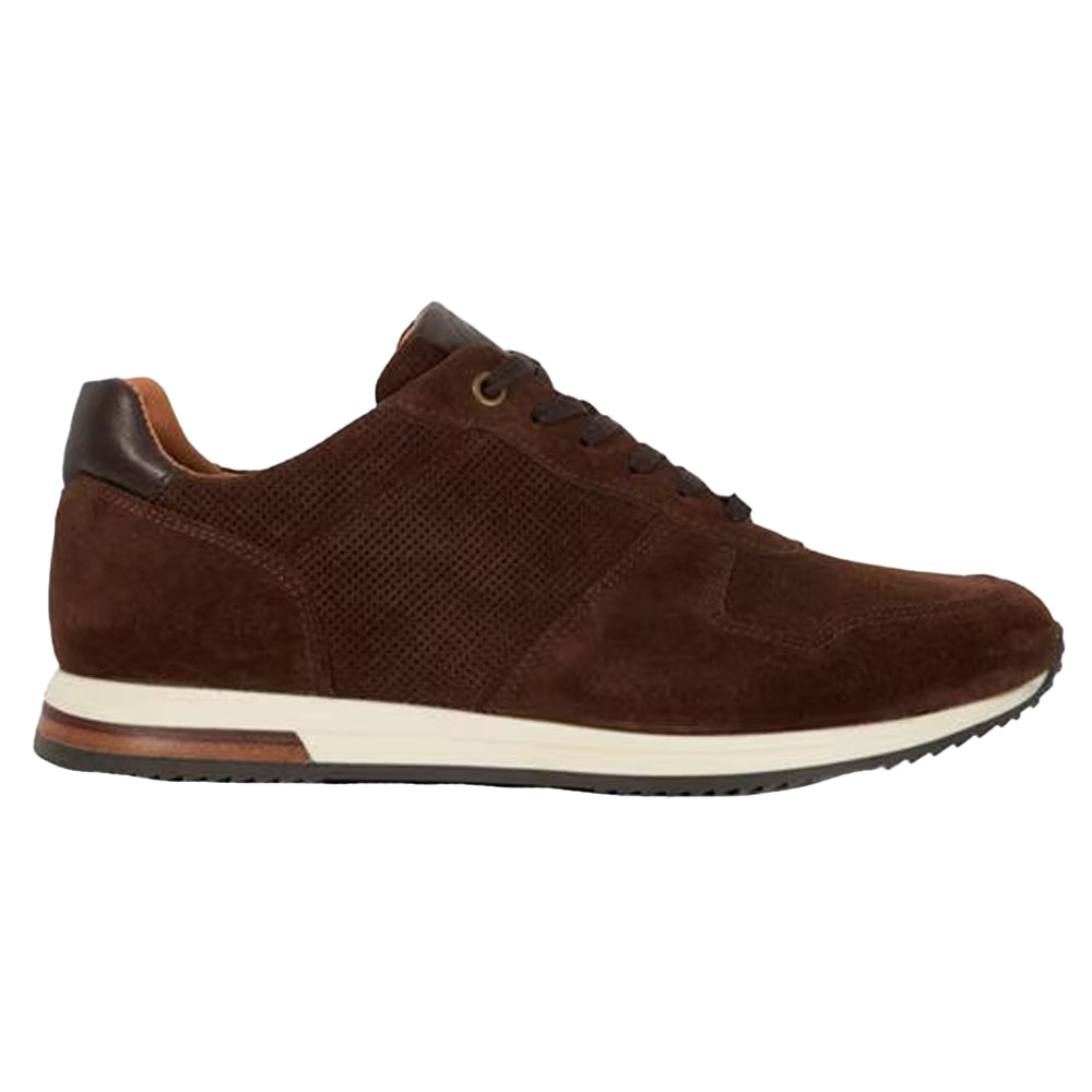 Brown - Side - Dune London Mens Trilogy Suede Trainers