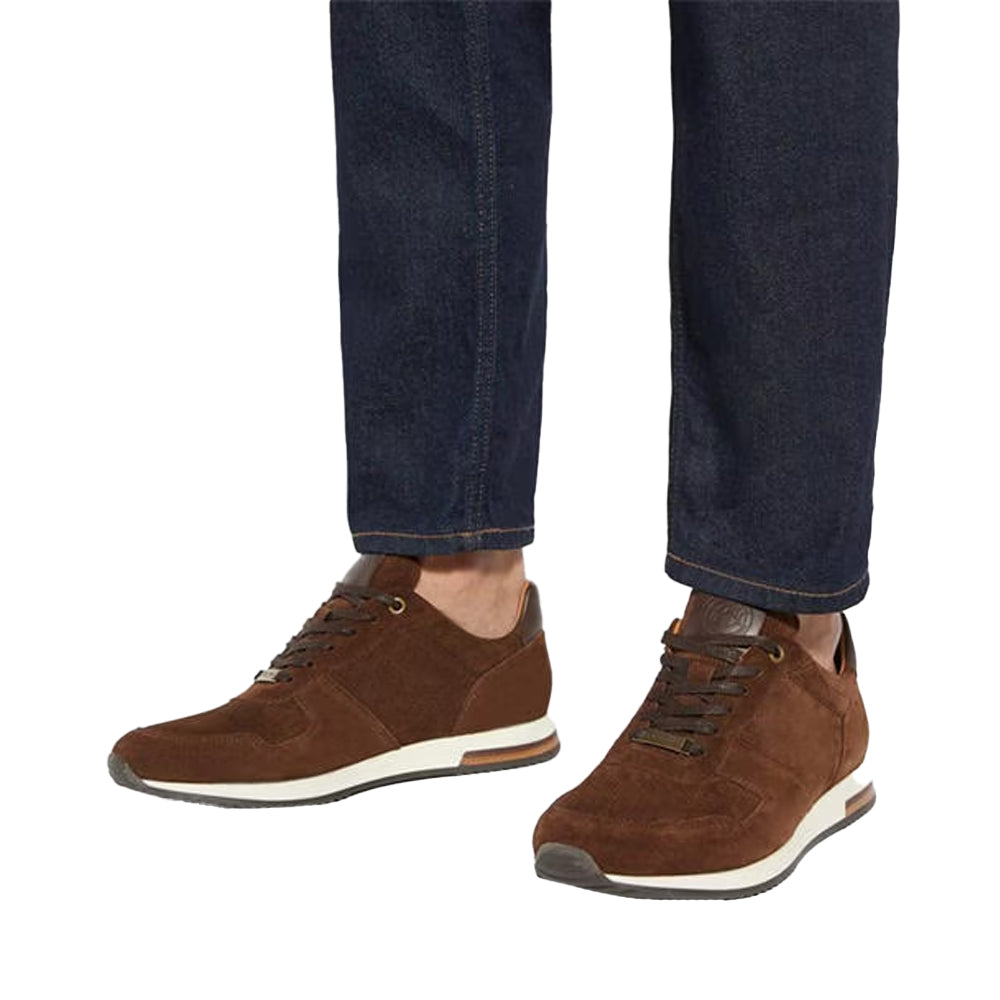 Brown - Pack Shot - Dune London Mens Trilogy Suede Trainers