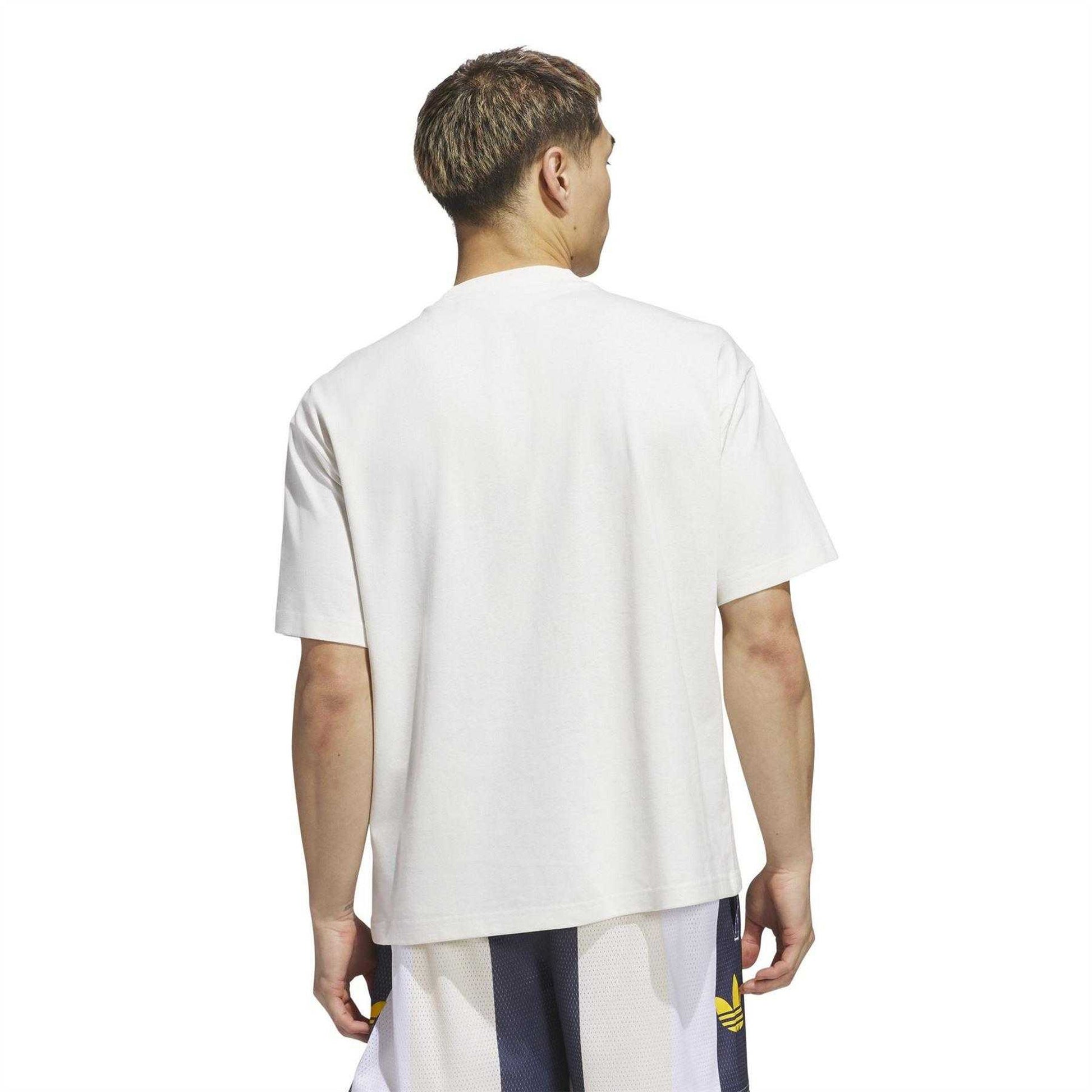 Cloud White - Back - Adidas Unisex Adult GFX Logo Printed Relaxed Fit Basketball T-Shirt