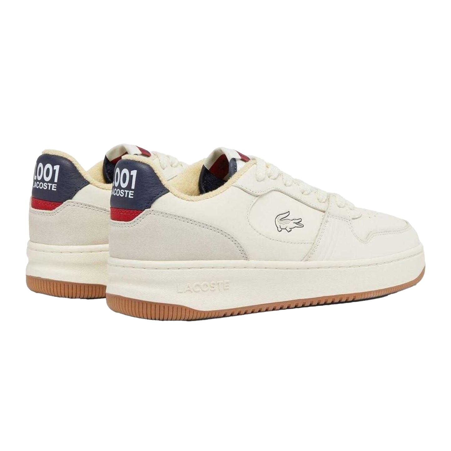 Off White - Back - Lacoste Mens L001 Leather Trainers