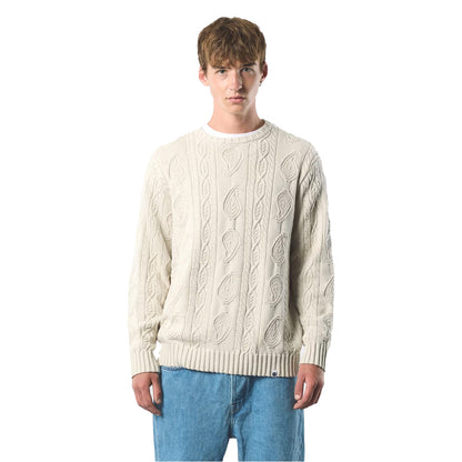 Grey - Side - Pretty Green Mens Marylebone Cable Knit Long-Sleeved Sweater Top