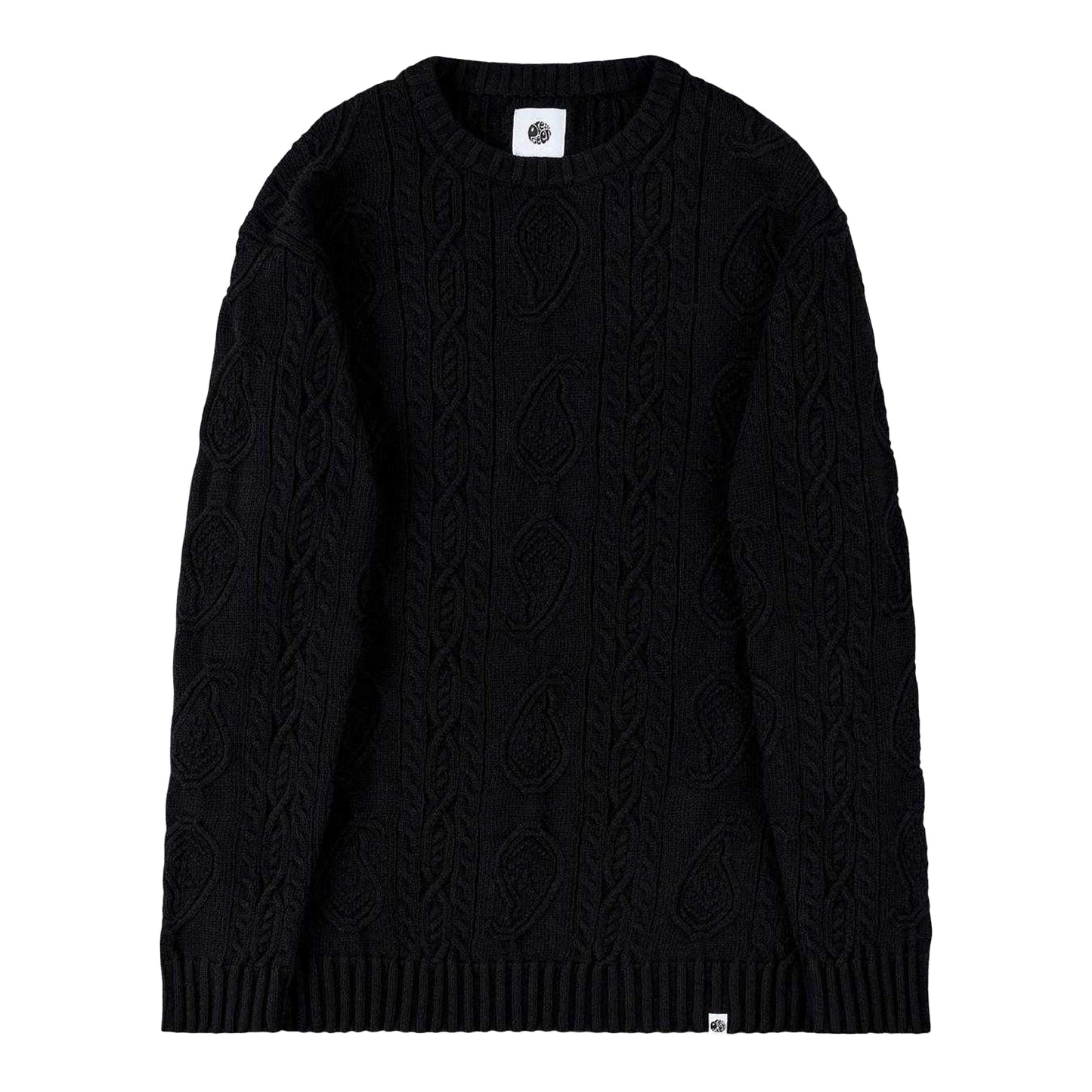 Black - Front - Pretty Green Mens Marylebone Cable Knit Long-Sleeved Sweater Top
