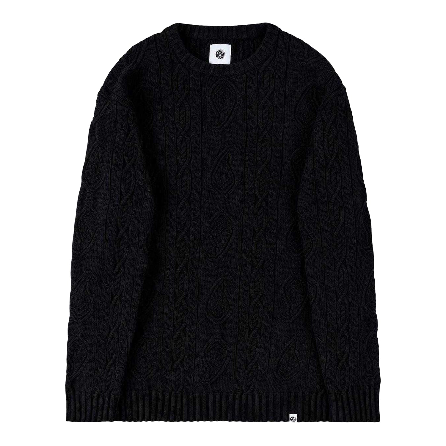 Black - Front - Pretty Green Mens Marylebone Cable Knit Long-Sleeved Sweater Top