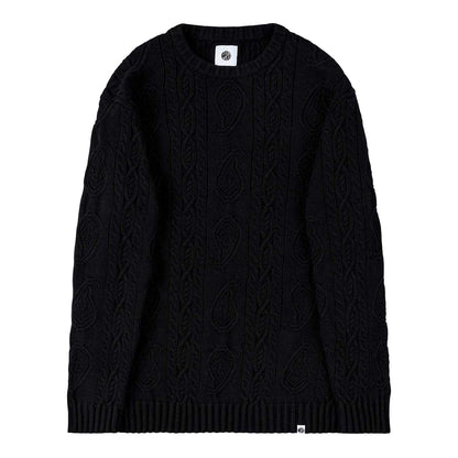 Black - Front - Pretty Green Mens Marylebone Cable Knit Long-Sleeved Sweater Top