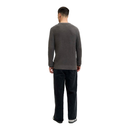 Asphalt - Back - Jack And Jones Mens Textured Long-Sleeved Jumper