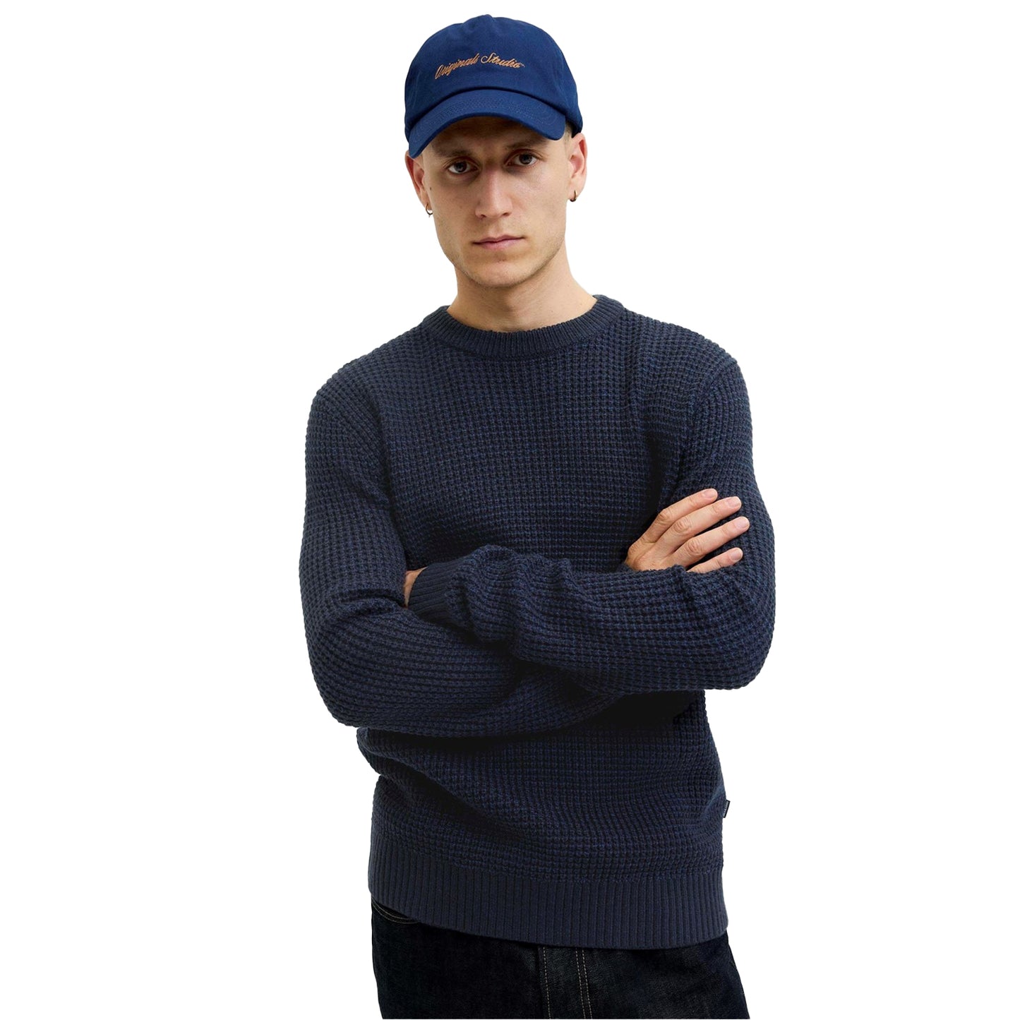 Sky Captain - Side - Jack And Jones Mens Textured Long-Sleeved Jumper