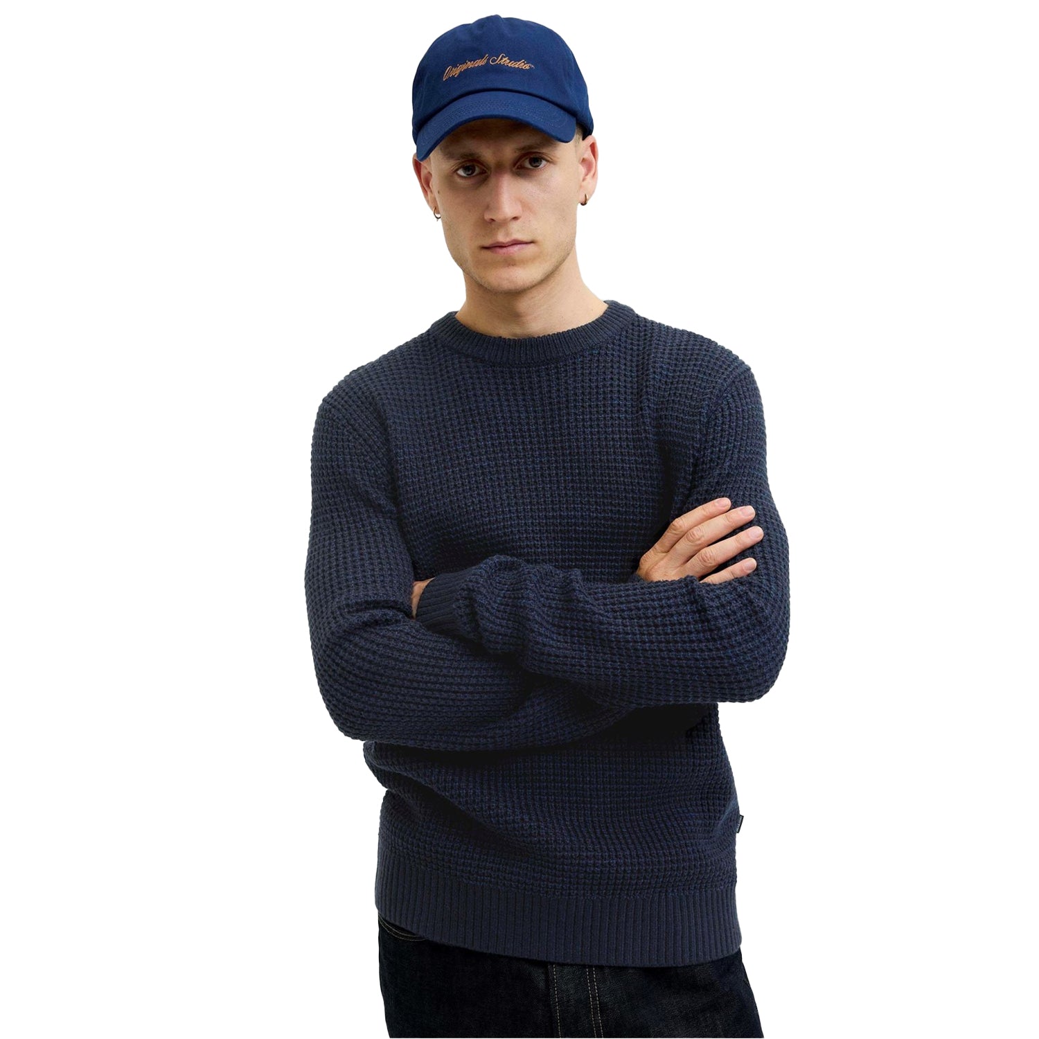 Sky Captain - Side - Jack And Jones Mens Textured Long-Sleeved Jumper