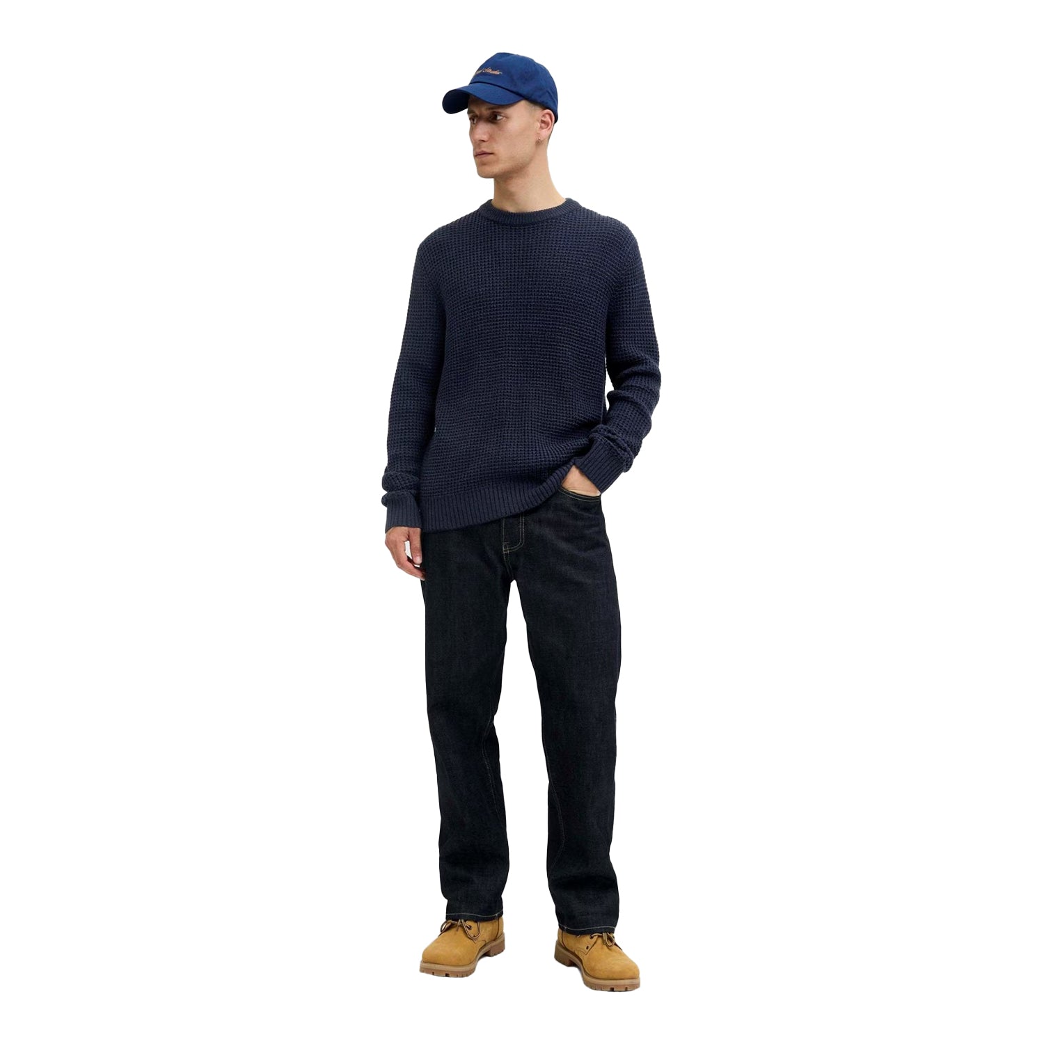 Sky Captain - Pack Shot - Jack And Jones Mens Textured Long-Sleeved Jumper