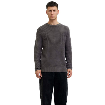 Asphalt - Side - Jack And Jones Mens Textured Long-Sleeved Jumper