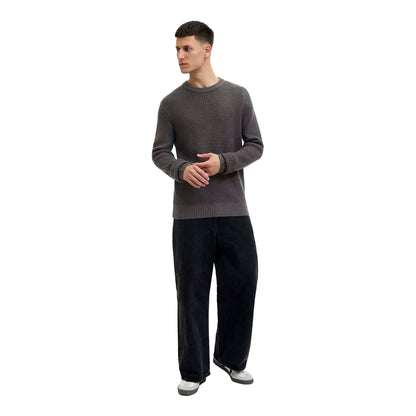 Asphalt - Lifestyle - Jack And Jones Mens Textured Long-Sleeved Jumper