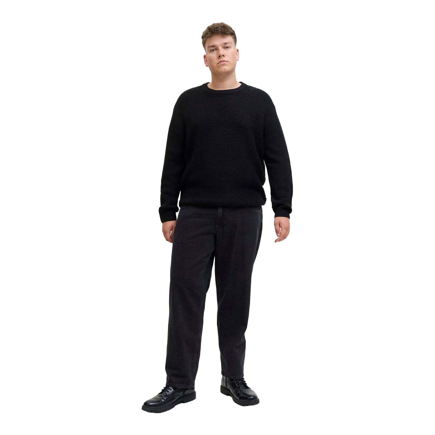 Black - Lifestyle - Jack And Jones Mens Textured Long-Sleeved Jumper