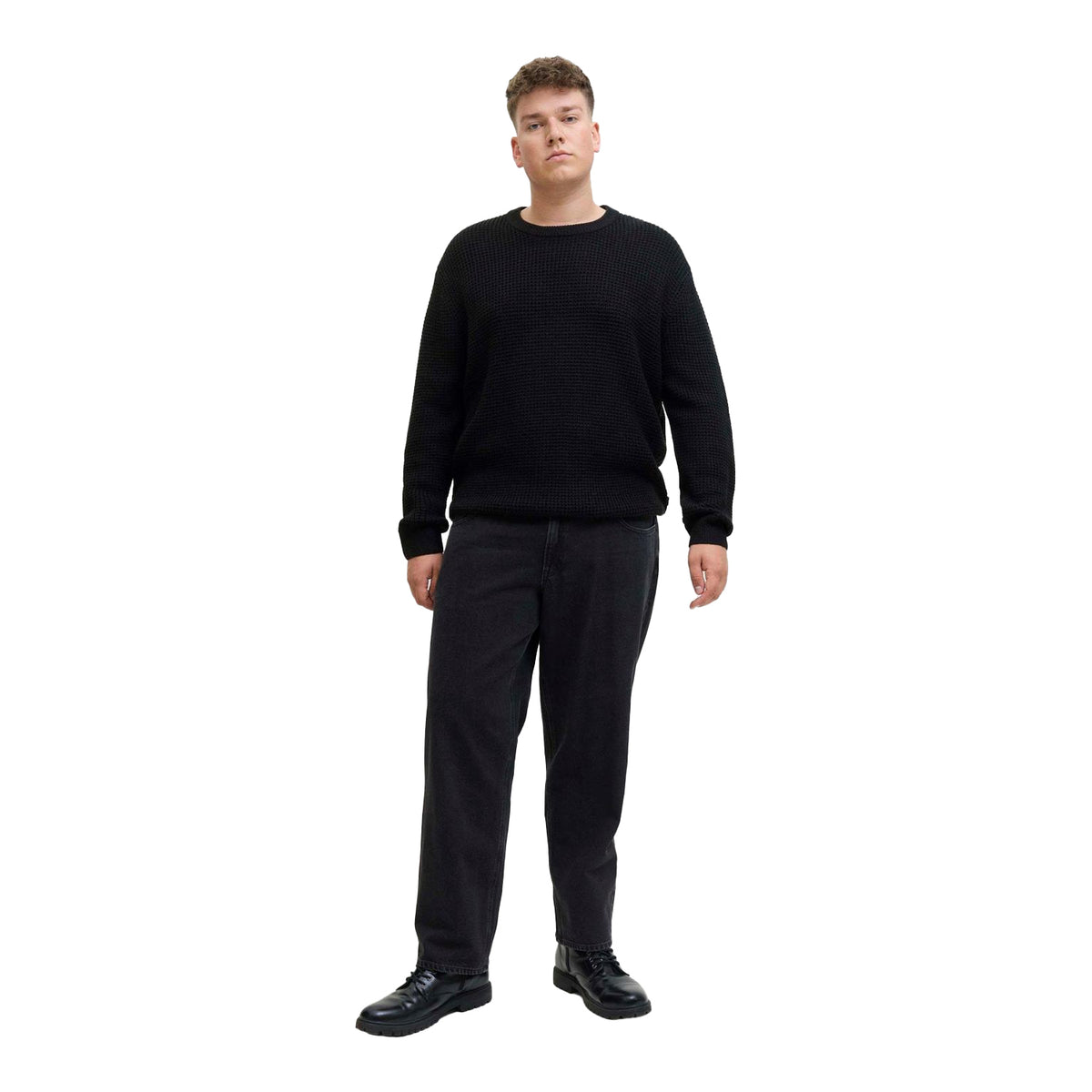 Black - Lifestyle - Jack And Jones Mens Textured Long-Sleeved Jumper