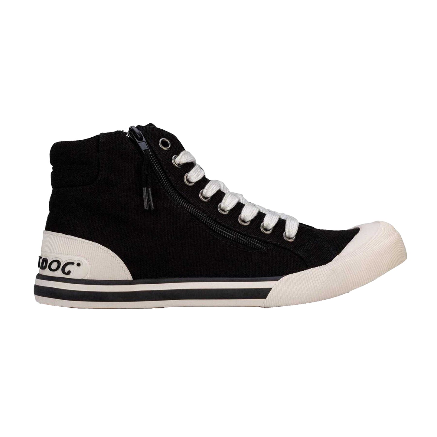 Black - Side - Rocket Dog Womens-Ladies Jazzin Hi Canvas High Top Trainers