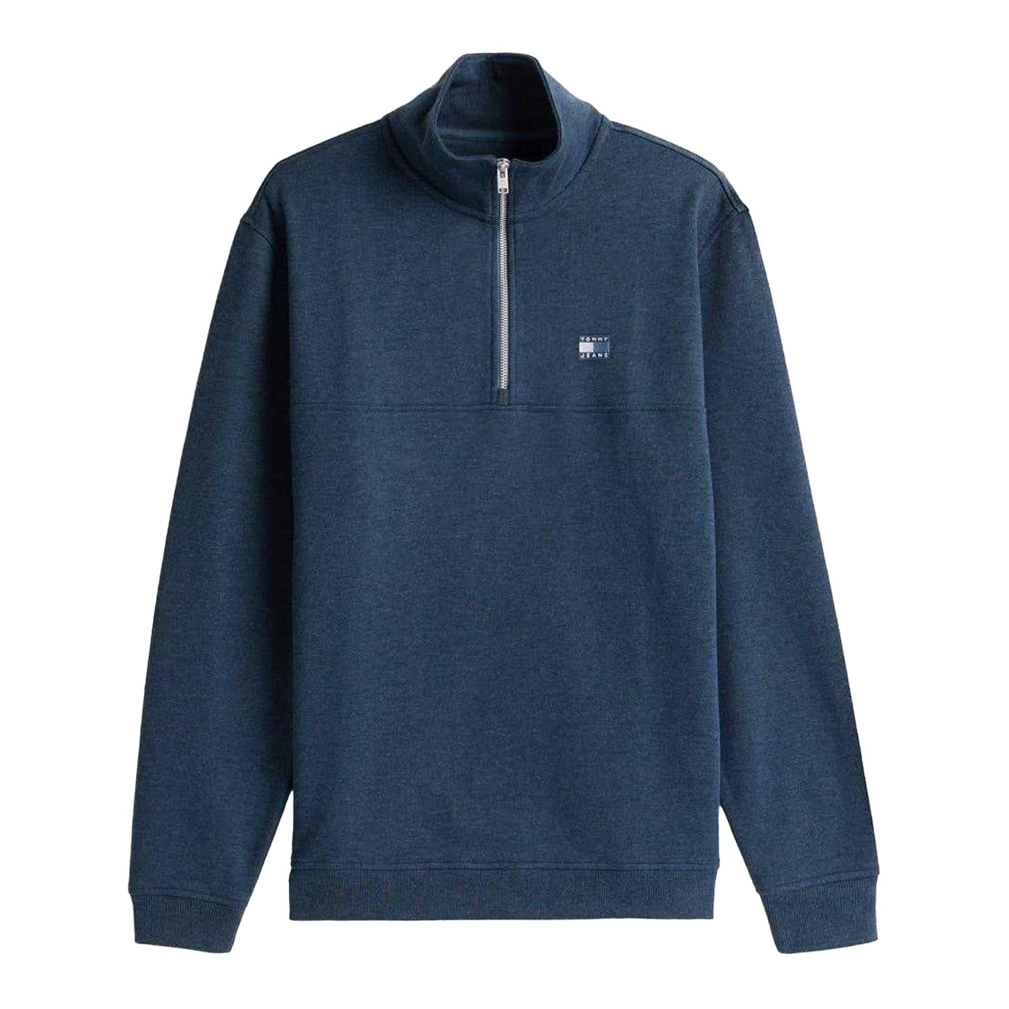 Dark Navy - Front - Tommy Jeans Mens Timberland Logo Zip Neck Sweatshirt