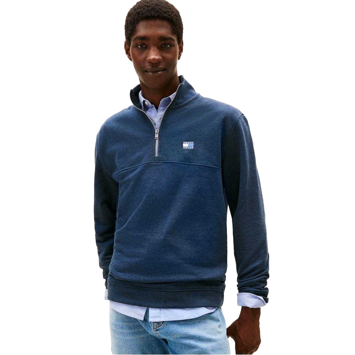 Dark Navy - Lifestyle - Tommy Jeans Mens Timberland Logo Zip Neck Sweatshirt