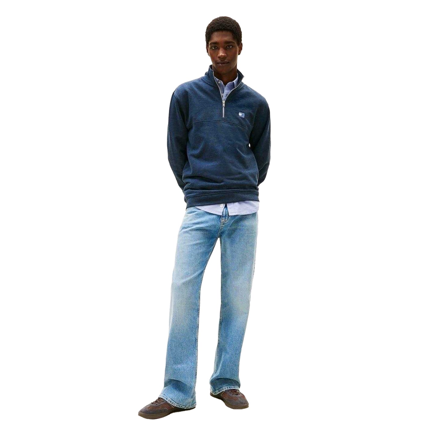 Dark Navy - Pack Shot - Tommy Jeans Mens Timberland Logo Zip Neck Sweatshirt
