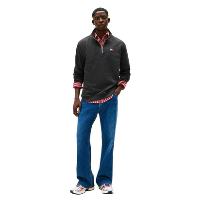 Black - Pack Shot - Tommy Jeans Mens Timberland Logo Zip Neck Sweatshirt