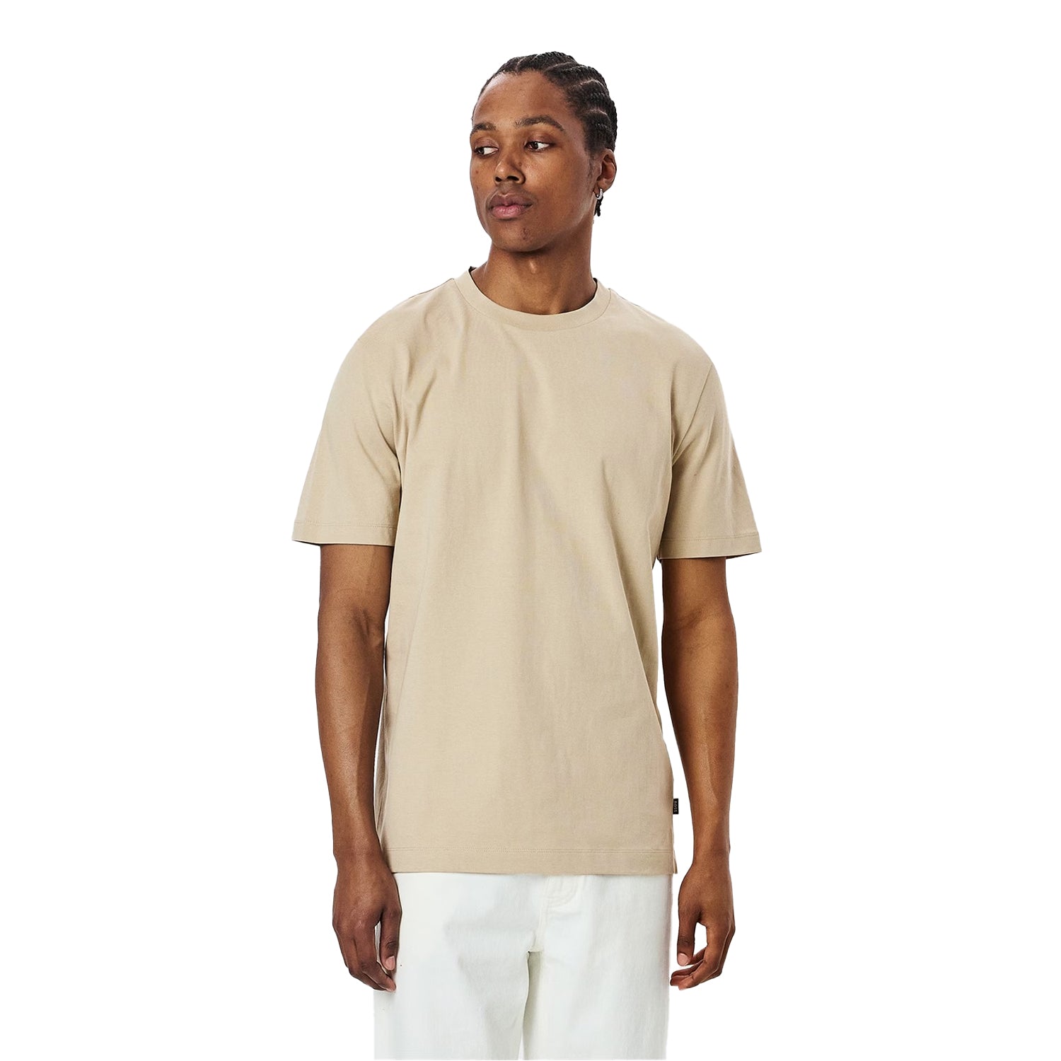 Light Beige - Side - Boss Unisex Adult H-Taut 81 Back Print Cotton Regular T-Shirt
