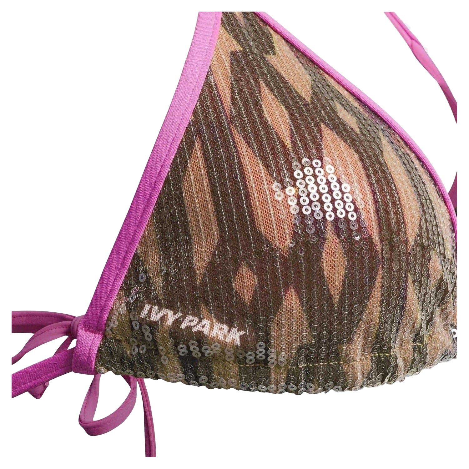 Brown - Side - Adidas Womens-Ladies Ivy Park Sequin Reversible Bikini Top