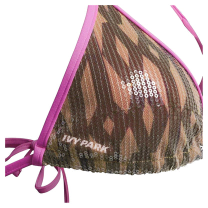 Brown - Side - Adidas Womens-Ladies Ivy Park Sequin Reversible Bikini Top