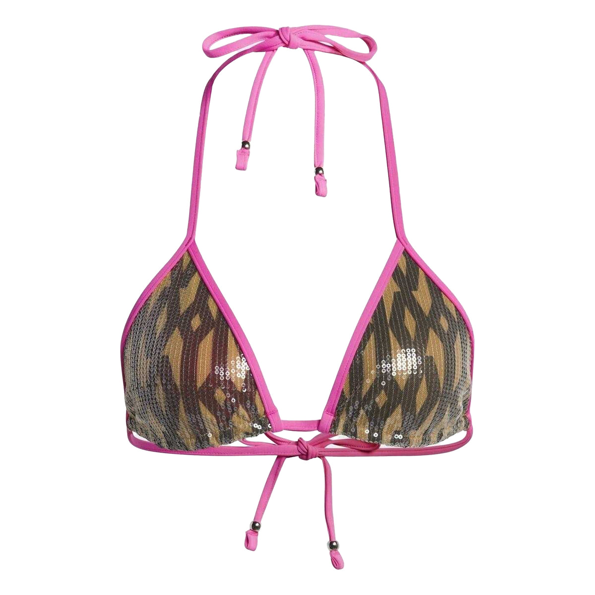 Brown - Front - Adidas Womens-Ladies Ivy Park Sequin Reversible Bikini Top