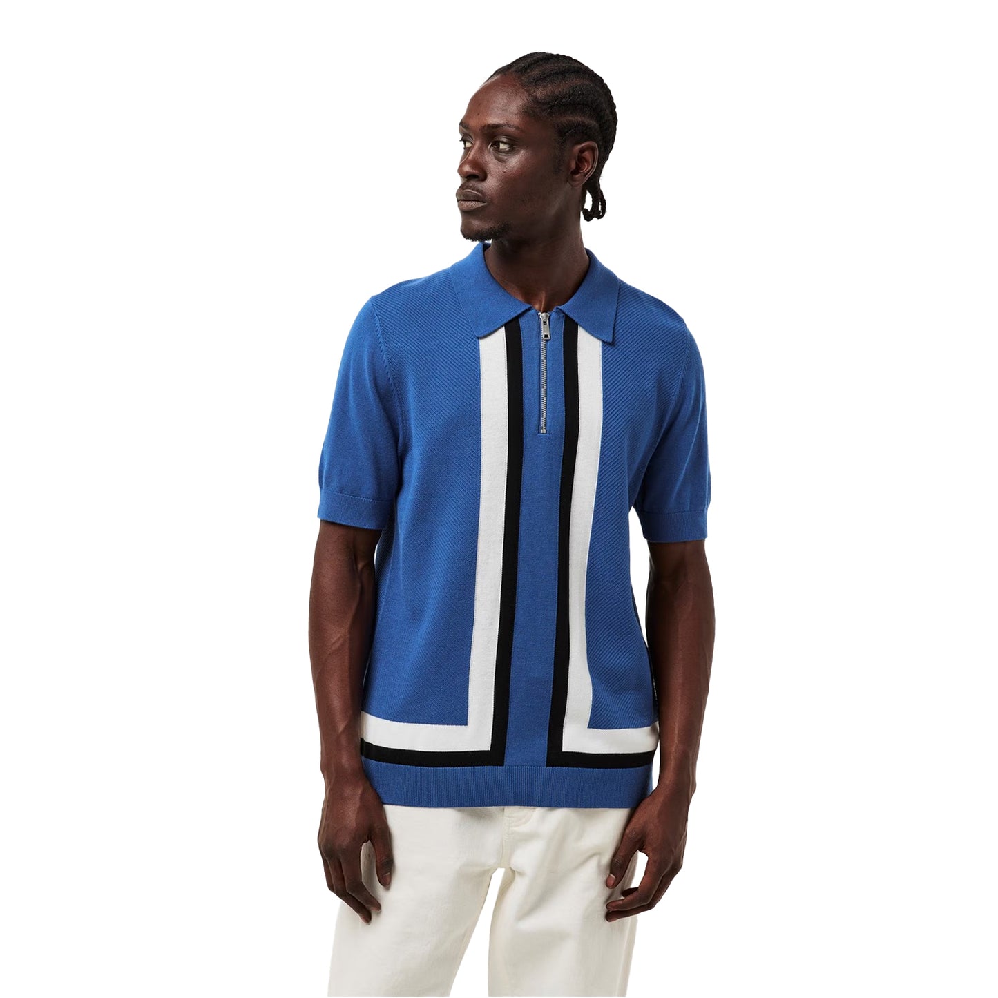 Medium Blue - Side - Hugo Mens Sholpone Striped Polo Shirt