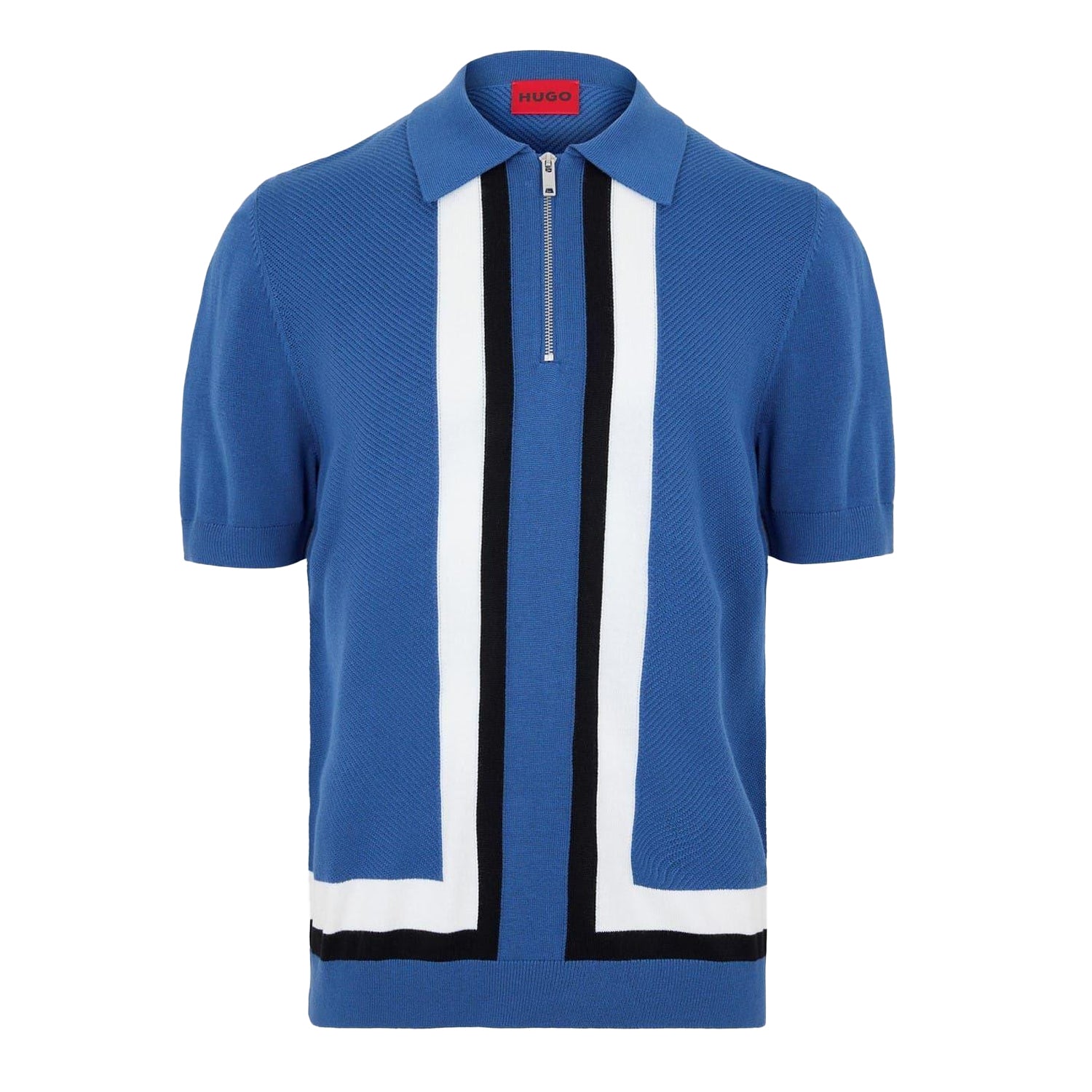 Medium Blue - Front - Hugo Mens Sholpone Striped Polo Shirt