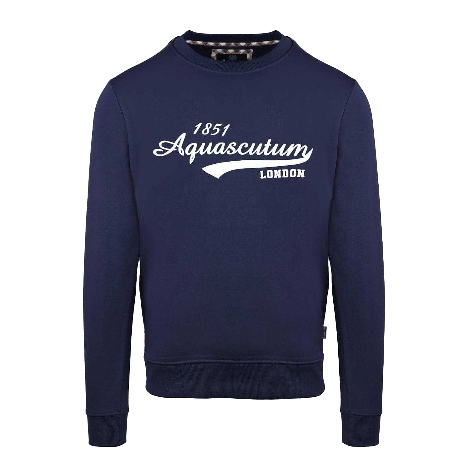 Navy - Front - Aquascutum Mens Logo Crew Neck Sweatshirt