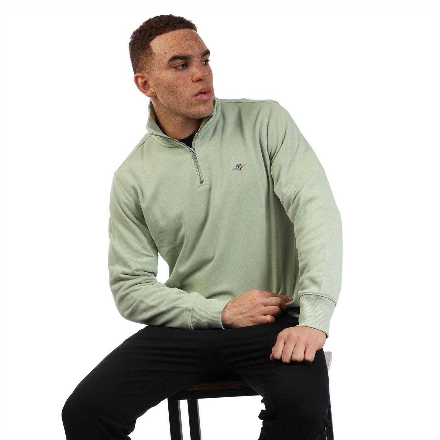 Green - Lifestyle - Gant Mens Half Zip Sweatshirt