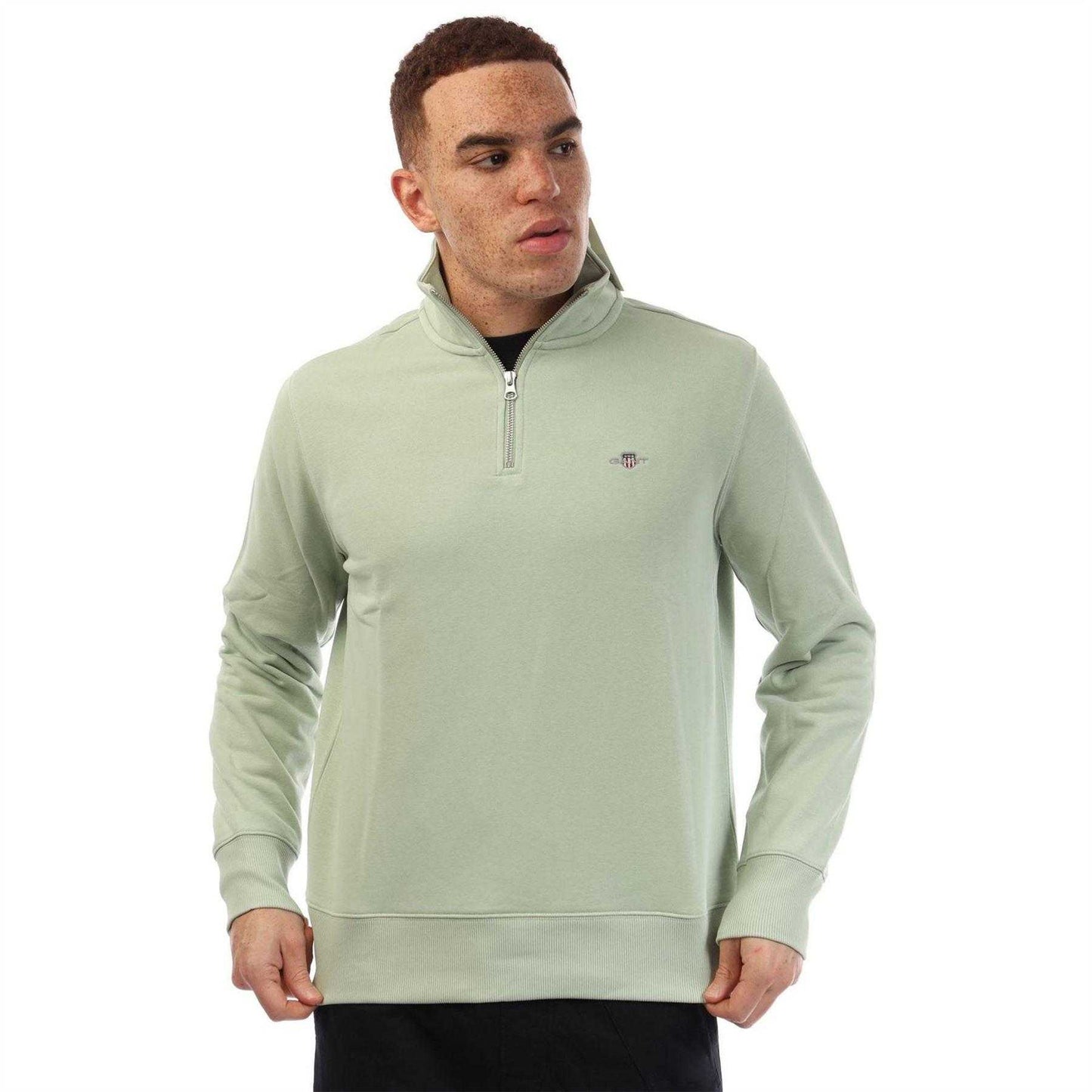 Green - Front - Gant Mens Half Zip Sweatshirt