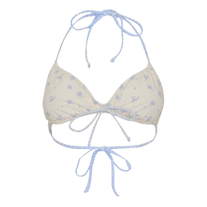 Blue - Front - Jack Wills Womens-Ladies Ditsy Floral Ruched Bikini Top