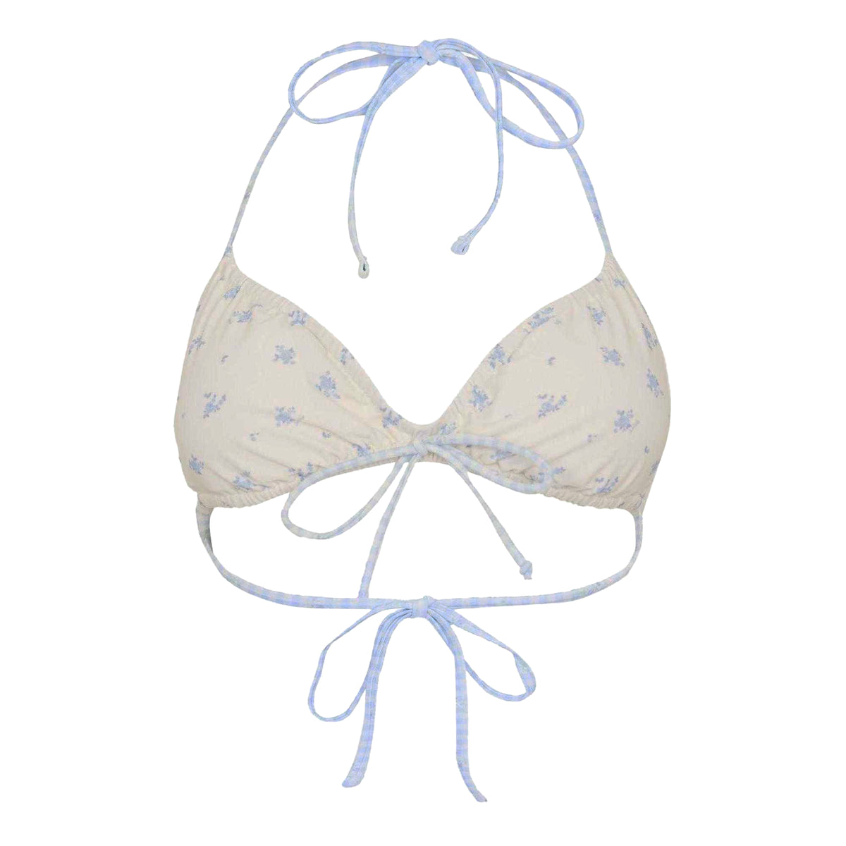 Blue - Front - Jack Wills Womens-Ladies Ditsy Floral Ruched Bikini Top