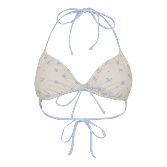 Blue - Front - Jack Wills Womens-Ladies Ditsy Floral Ruched Bikini Top