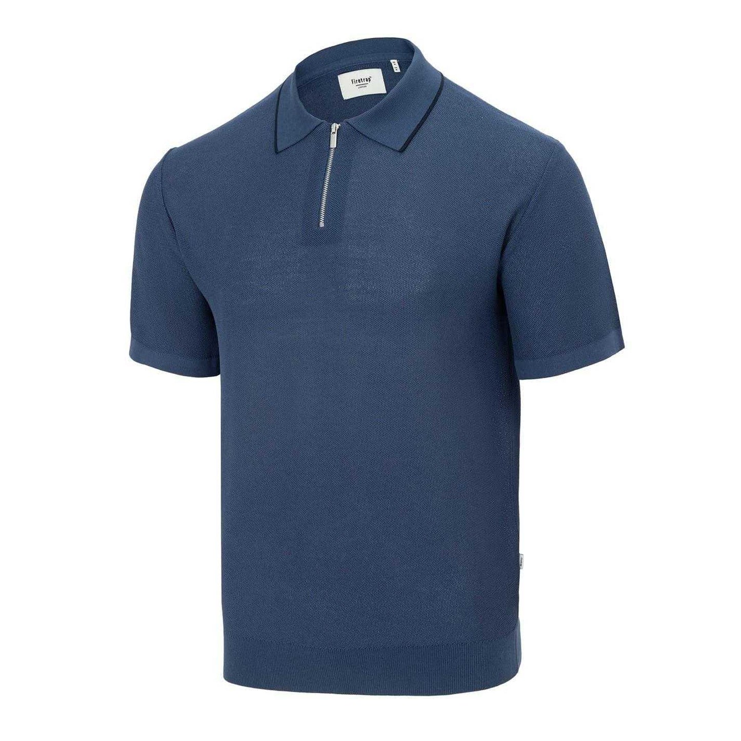 Airforce Blue - Side - Firetrap Mens Knitted Regular Short-Sleeved Polo Shirt