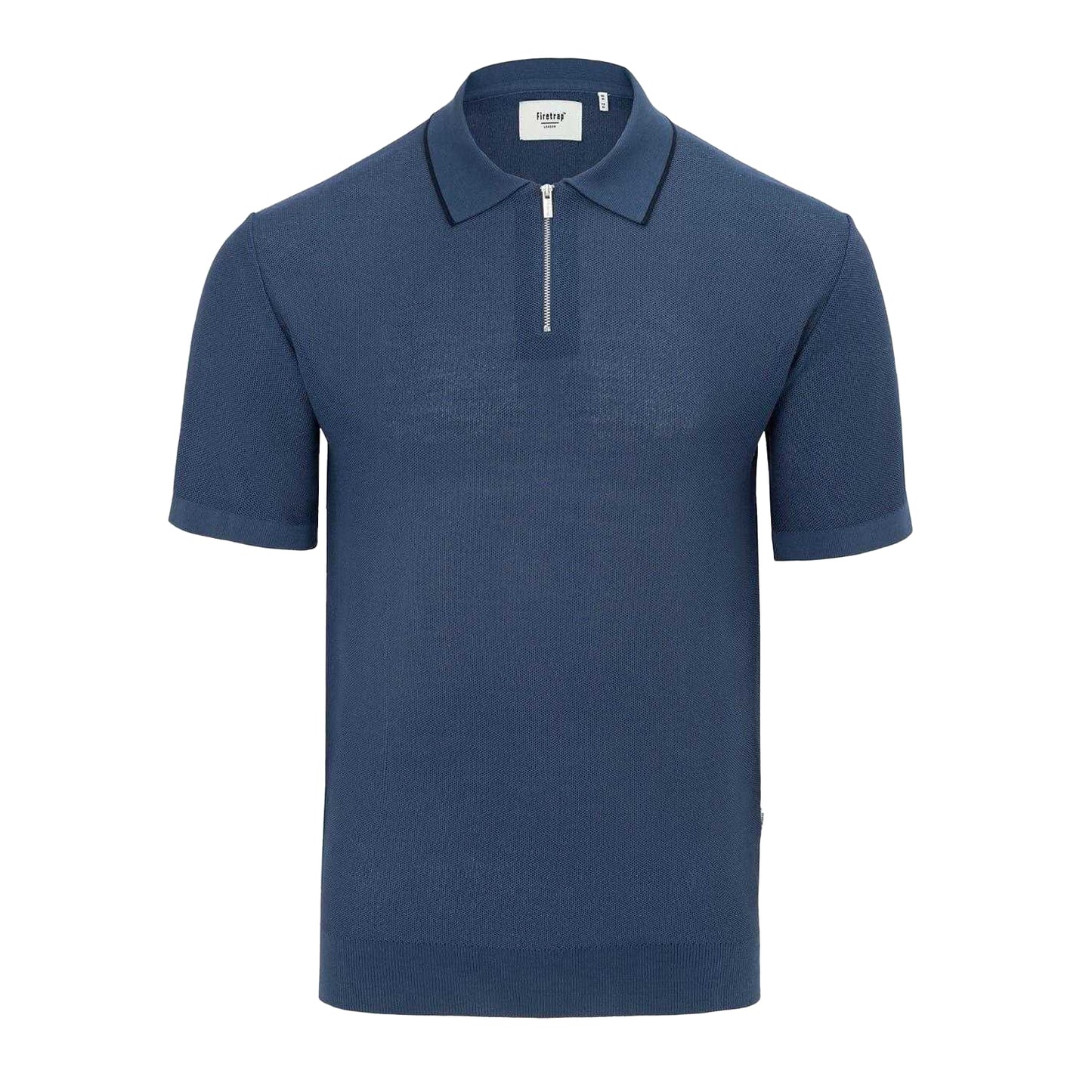 Airforce Blue - Front - Firetrap Mens Knitted Regular Short-Sleeved Polo Shirt