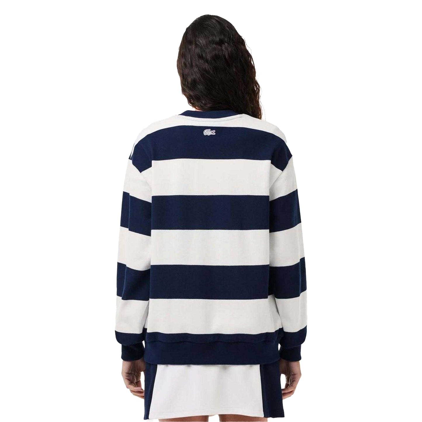 Cream - Back - Lacoste Womens-Ladies French Made Organic Cotton Oversized Sweatshirt