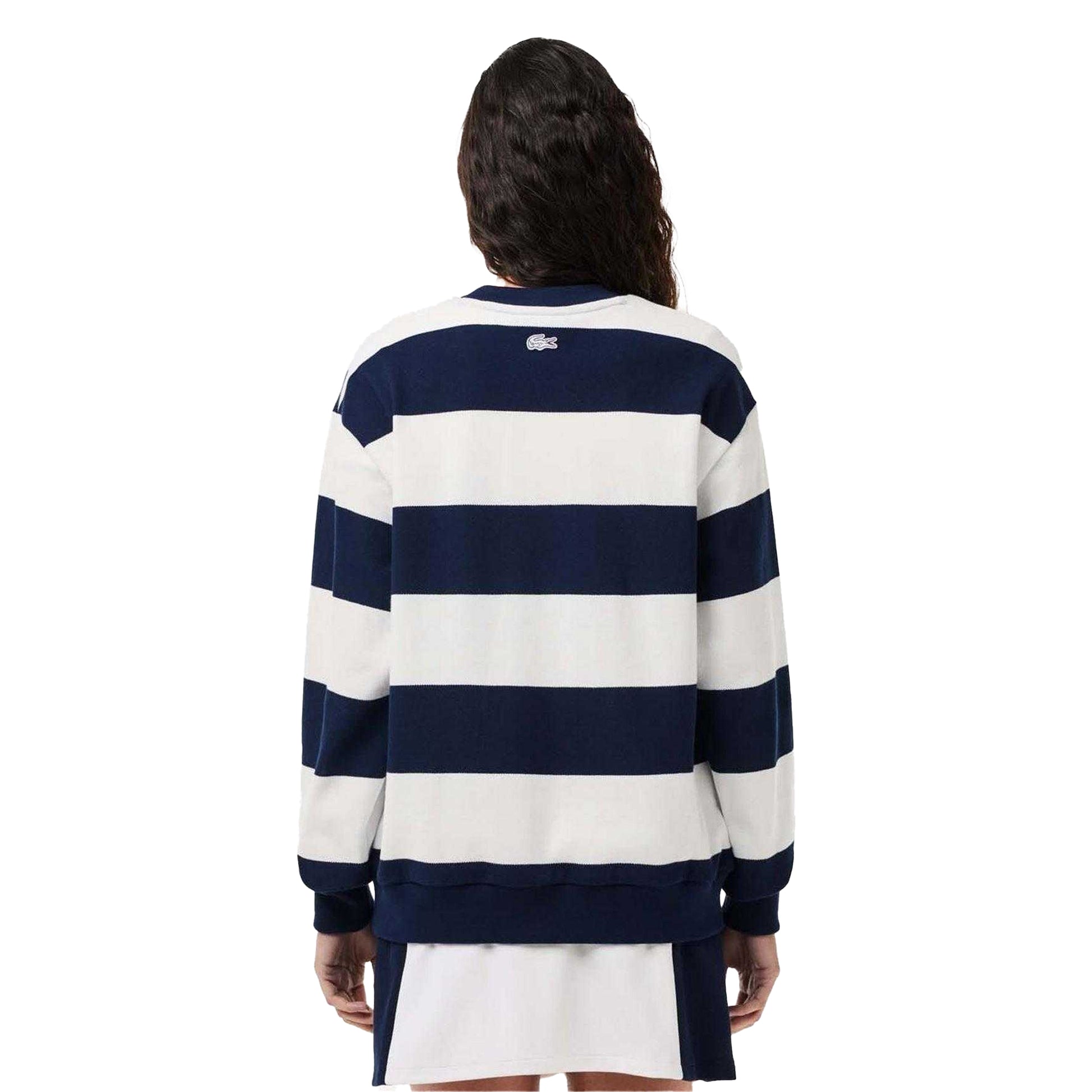Cream - Back - Lacoste Womens-Ladies French Made Organic Cotton Oversized Sweatshirt