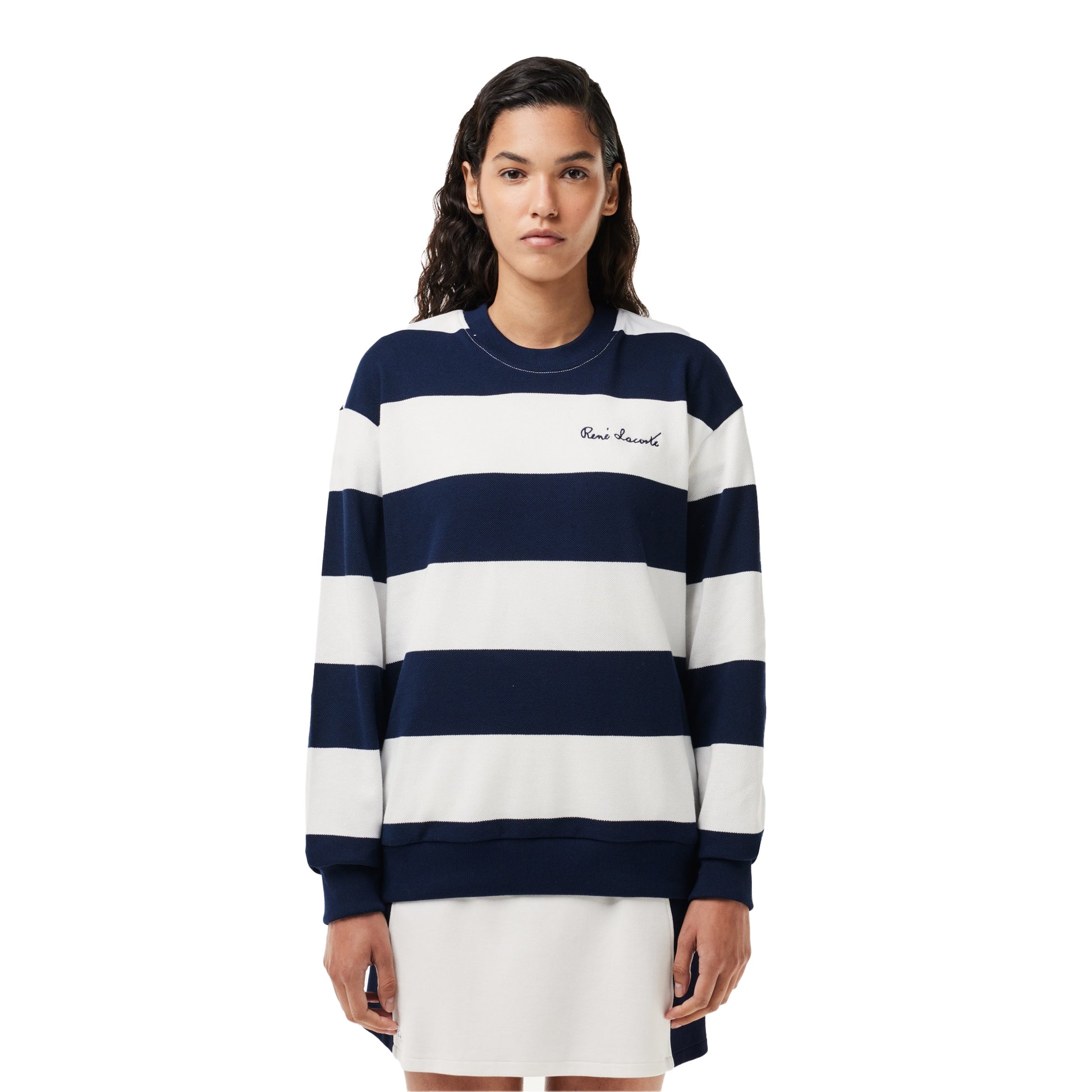 Cream - Pack Shot - Lacoste Womens-Ladies French Made Organic Cotton Oversized Sweatshirt