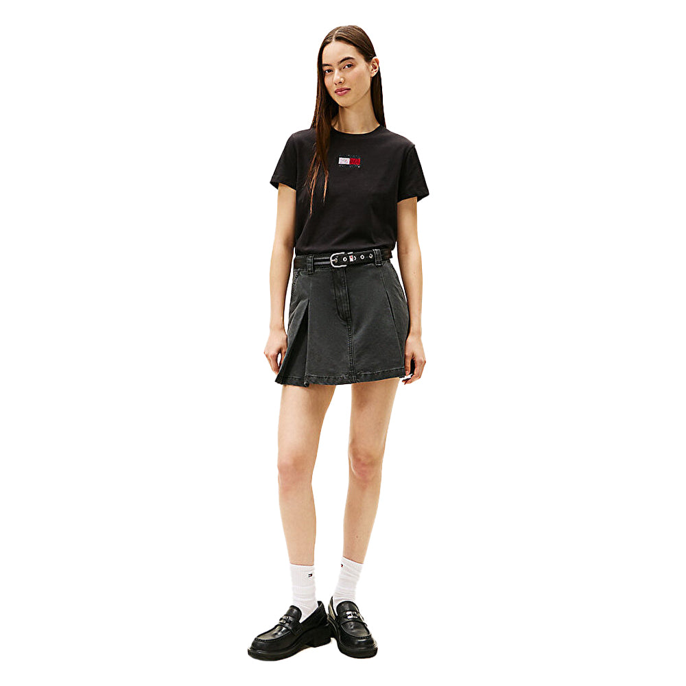 Black - Pack Shot - Tommy Jeans Womens-Ladies Diamante Logo Regular T-Shirt