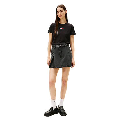 Black - Pack Shot - Tommy Jeans Womens-Ladies Diamante Logo Regular T-Shirt