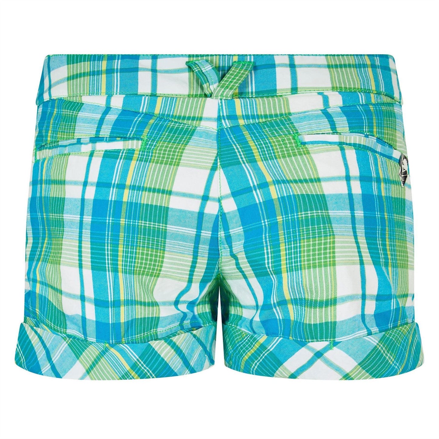 Green - Back - Puma Womens-Ladies Cotton Plaid Shorts