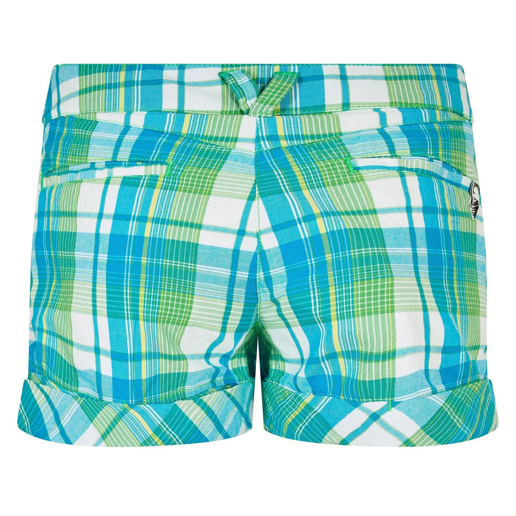 Green - Back - Puma Womens-Ladies Cotton Plaid Shorts