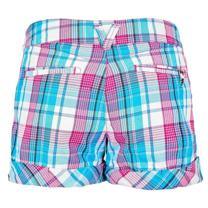 Blue - Side - Puma Womens-Ladies Cotton Plaid Shorts