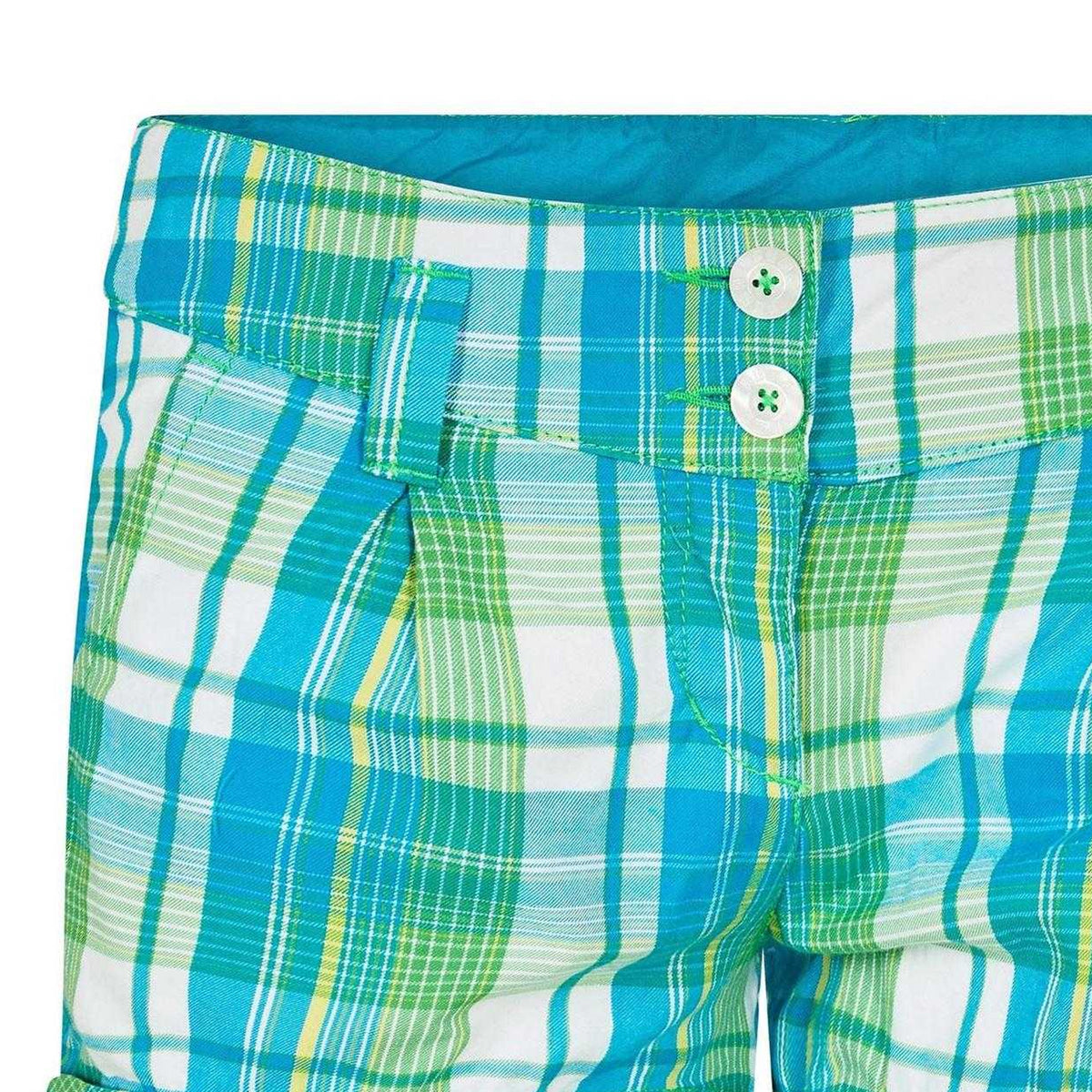 Green - Side - Puma Womens-Ladies Cotton Plaid Shorts