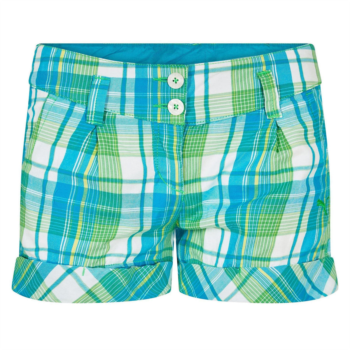Green - Front - Puma Womens-Ladies Cotton Plaid Shorts