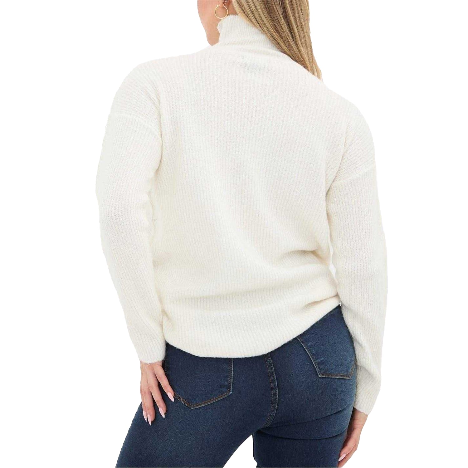 Cream - Back - I Saw It First Womens-Ladies Zip Neck Jumper