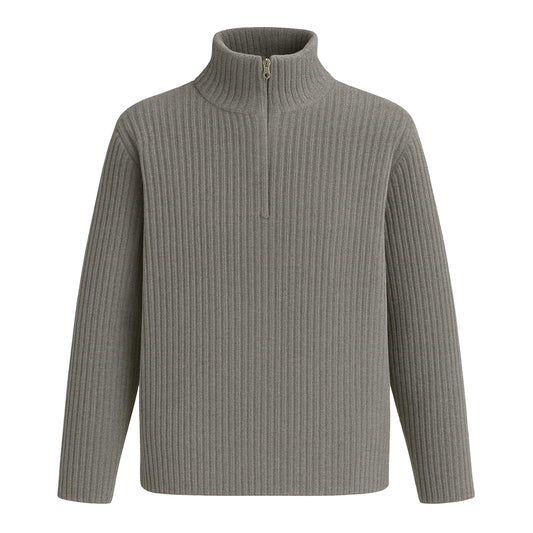 Grey - Front - I Saw It First Womens-Ladies Zip Neck Jumper