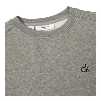Grey Marl - Side - Calvin Klein Mens Embroidered Logo Jumper